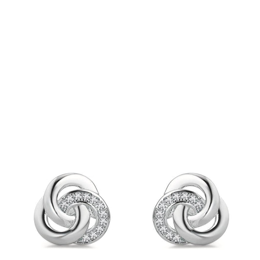 Stud earrings Silver Zirconia Rhodium plated Ø10 mm