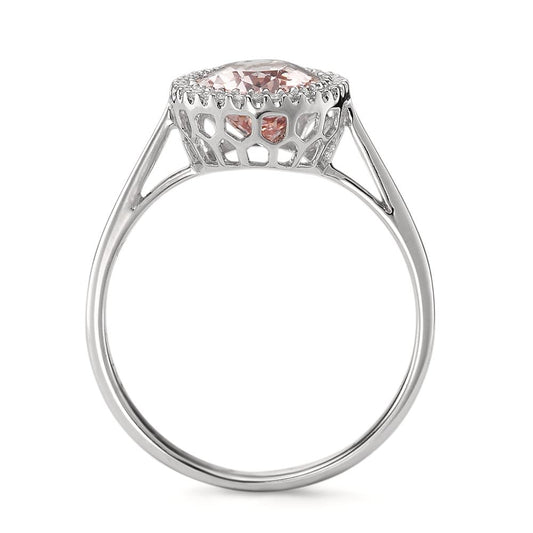 Ring 18k White Gold Morganite, Diamond 0.09 ct, 32 Stones, brilliant, w-si