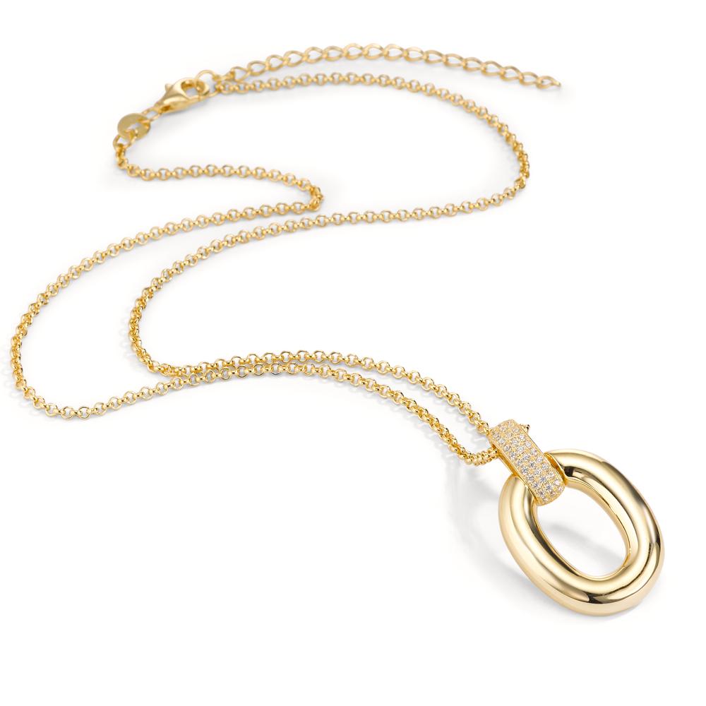 Necklace with pendant Silver Zirconia 33 Stones Yellow Gold plated 40-45 cm