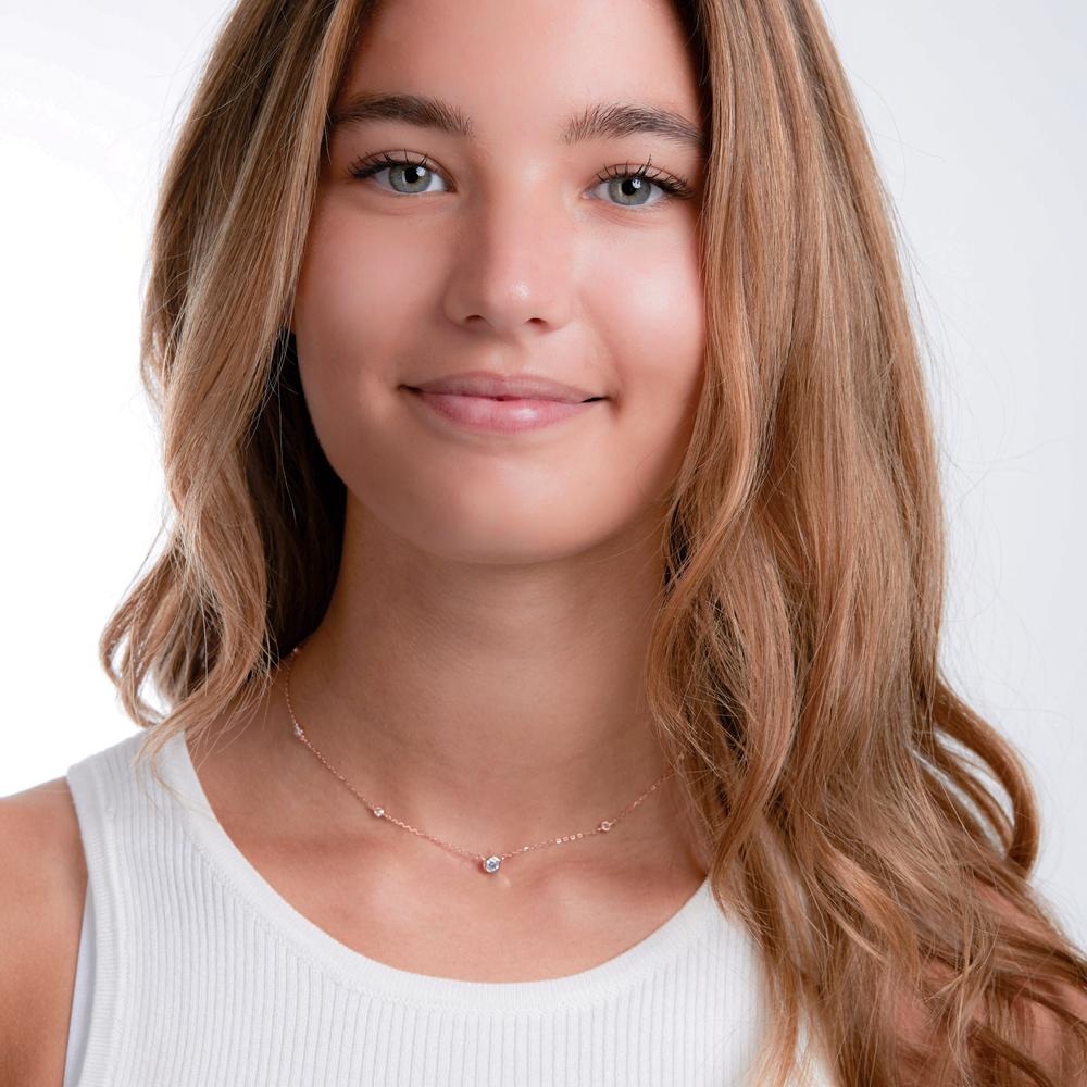 Necklace Silver Zirconia Rose Gold plated 35-40 cm