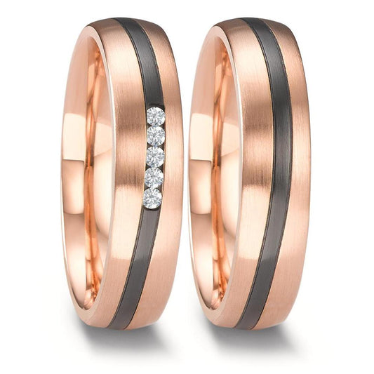 Wedding Ring 14k Rose Gold, Zirconium Diamond 0.075 ct, 5 Stones, w-si