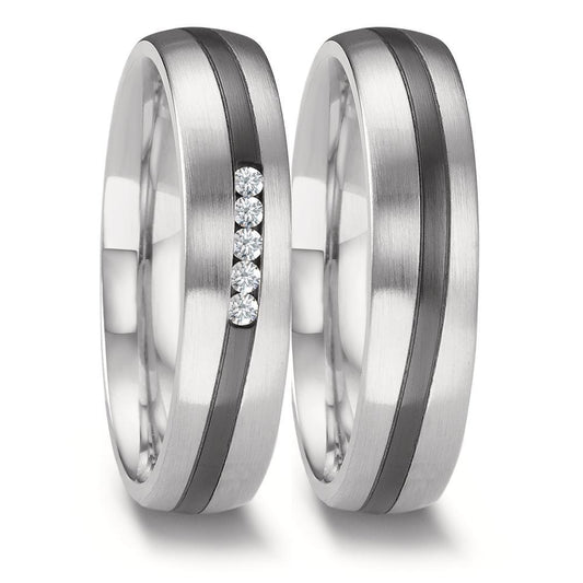 Wedding Ring 14k White Gold, Zirconium