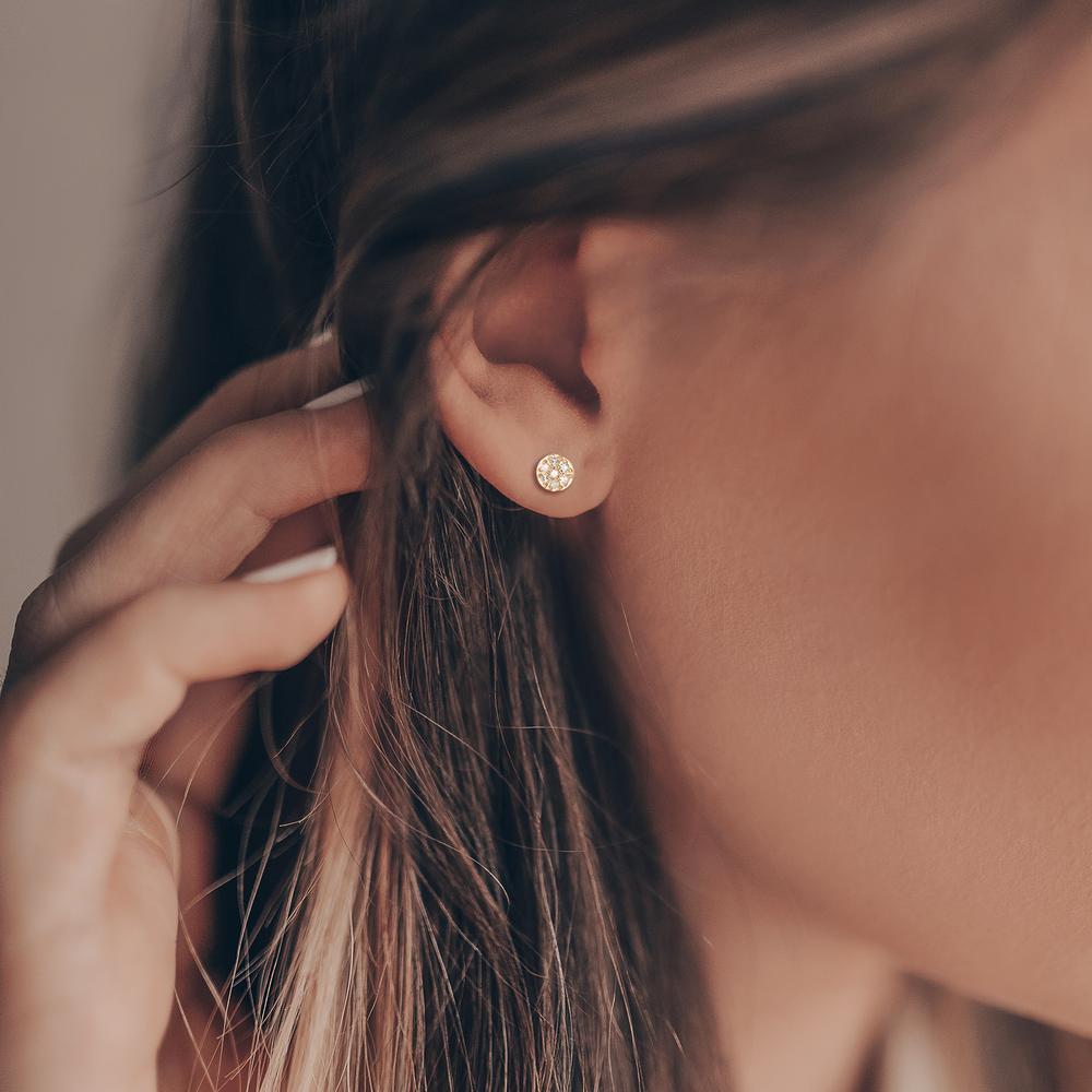 Stud earrings 14k Yellow Gold Diamond 0.05 ct, 14 Stones, w-si Ø3.5 mm