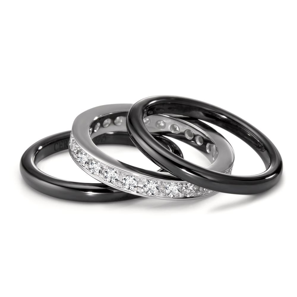 Ring 18k White Gold, Ceramic Diamond 1 ct, 25 Stones, brilliant