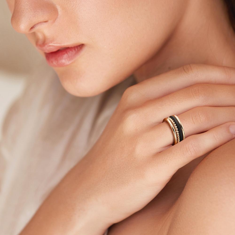 Ring 18k Yellow Gold, Carbon