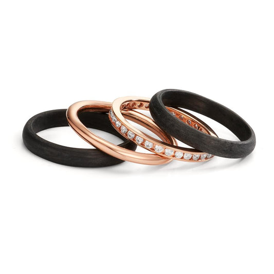 Ring set 18k Red Gold, Carbon Diamond 0.50 ct, w-si