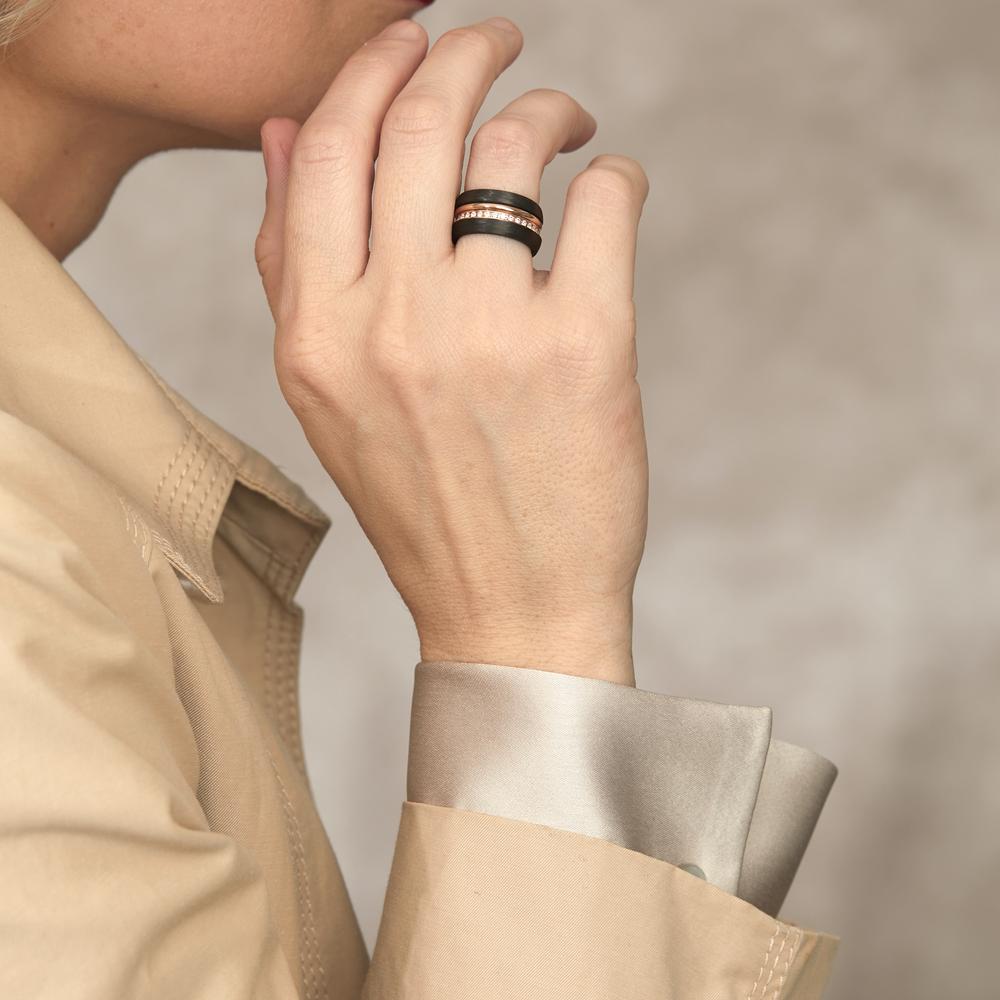 Ring set 18k Red Gold, Carbon Diamond 0.50 ct, w-si