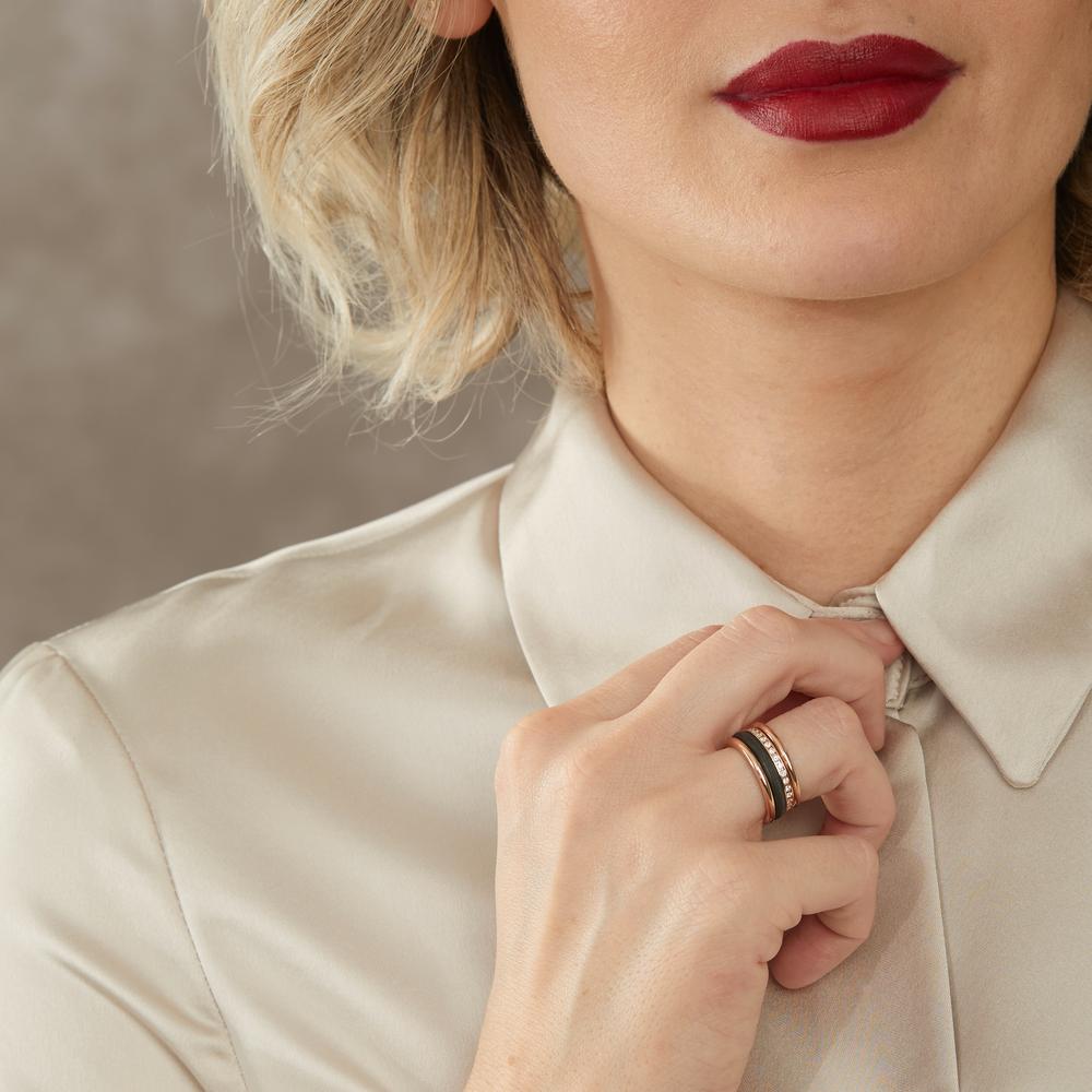 Ring set 18k Red Gold, Carbon Diamond w-si