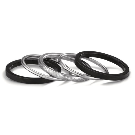 Ring set 18k White Gold, Titanium Diamond 0.014 ct, w-si