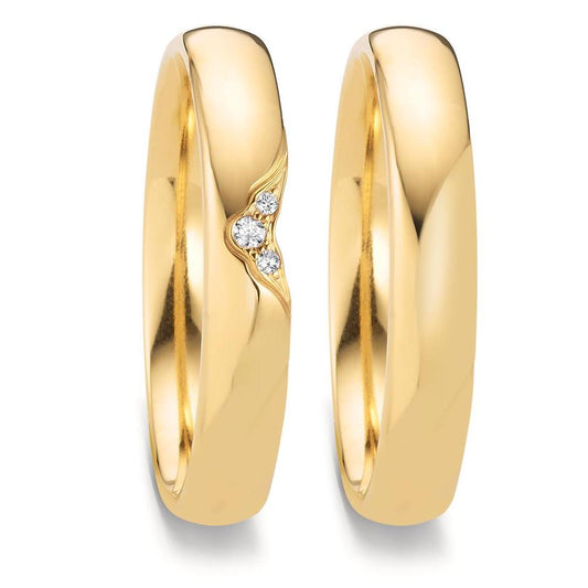 Wedding Ring 18k Yellow Gold Diamond 0.025 ct, 3 Stones, tw-vsi