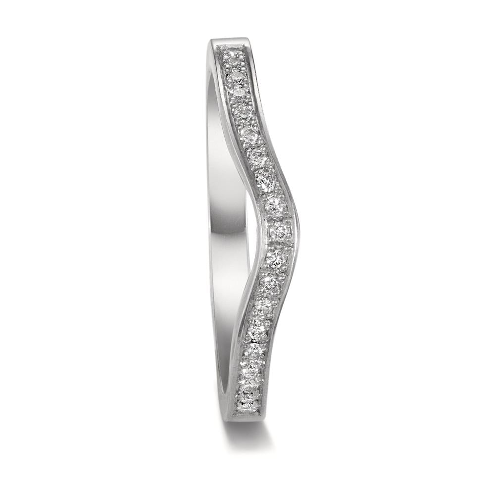 Memory ring 18k White Gold Diamond 0.095 ct, 19 Stones, tw-vsi