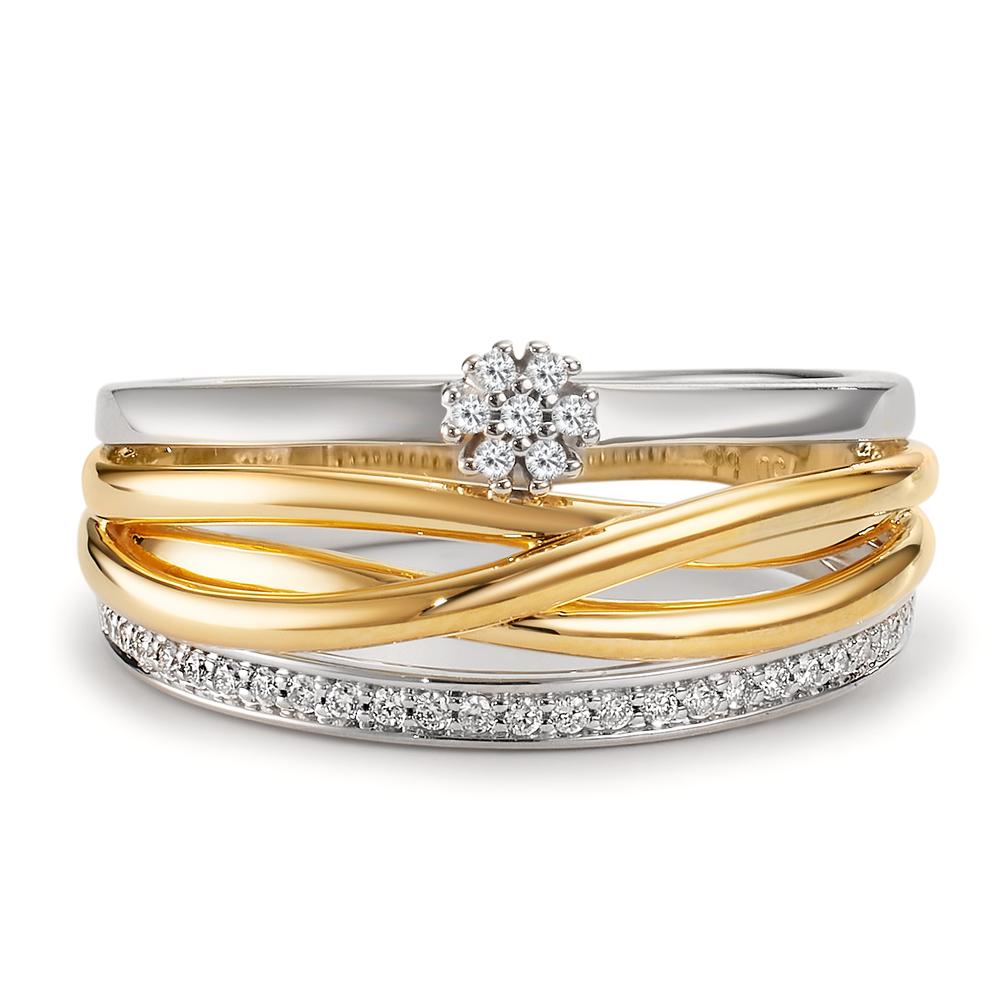 Ring 18k Yellow Gold, 18k White Gold Diamond 0.13 ct, w-si