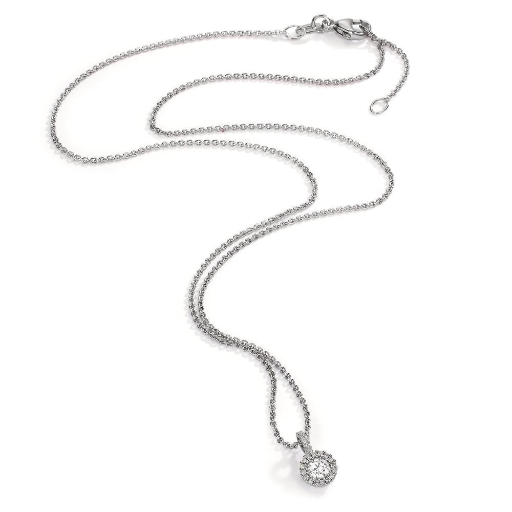 Necklace 18k White Gold Diamond 0.24 ct, w-si 40-42 cm