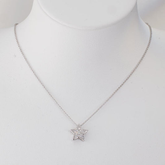 Pendant 18k White Gold Diamond 0.08 ct, w-si Star Ø10 mm