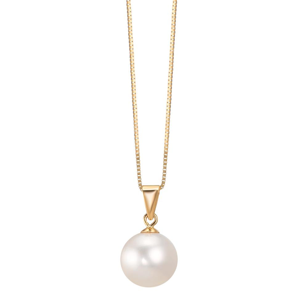 Pendant 18k Yellow Gold Freshwater pearl White, 7.5 mm