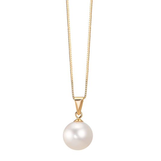 Pendant 18k Yellow Gold Freshwater pearl White, 7.5 mm