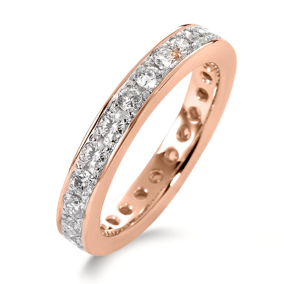 Memory ring 18k Red Gold Diamond White, 1 ct, 25 Stones, brilliant, w-si