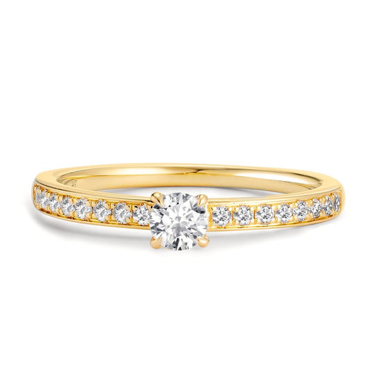 Solitaire ring 18k Yellow Gold Diamond 0.34 ct, 17 Stones, w-si