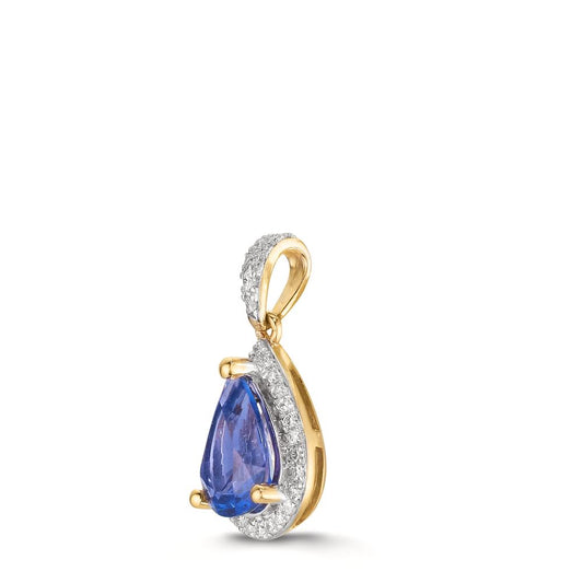 Pendant 18k Yellow Gold Tanzanite 1.01 ct, Diamond 0.12 ct, w-si