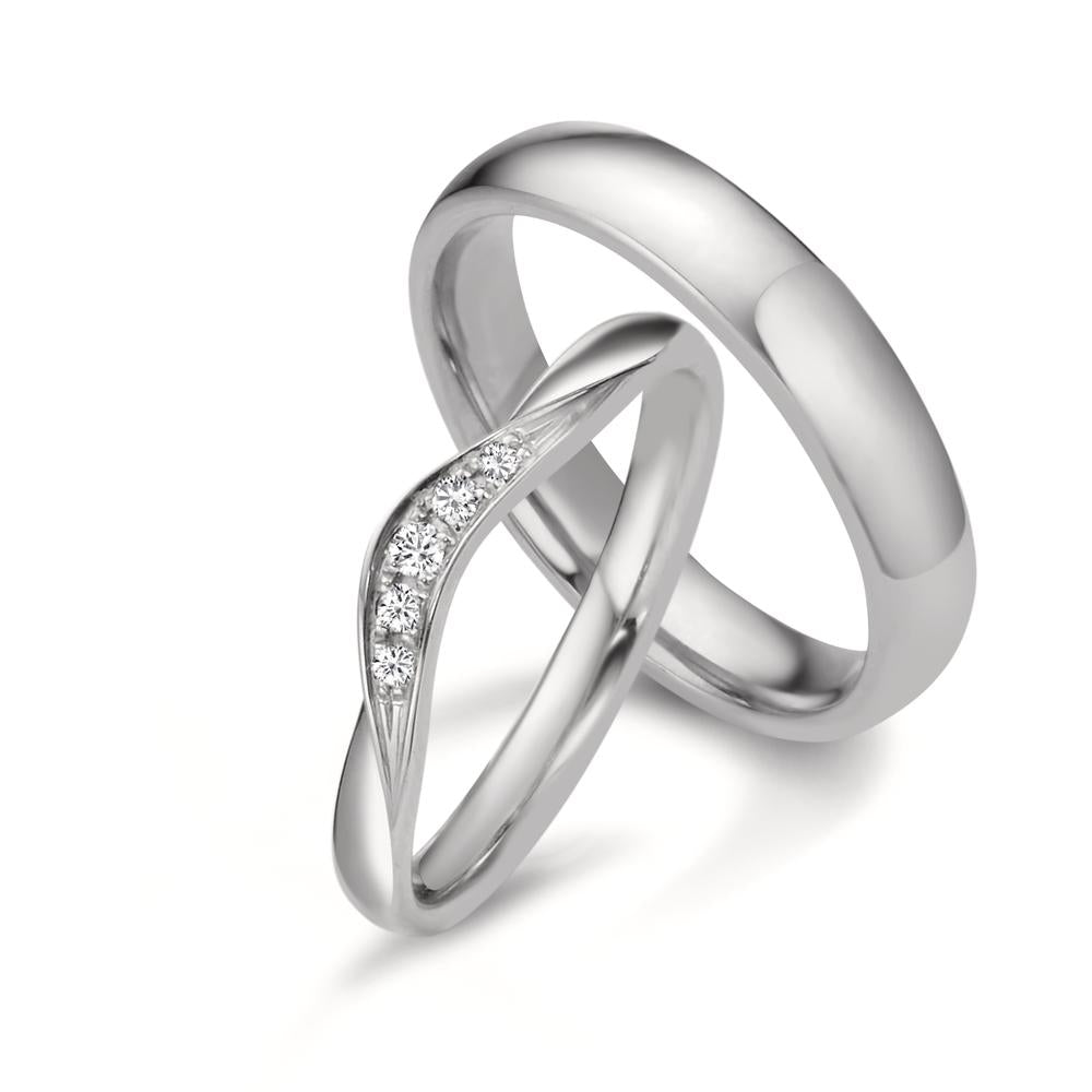 Wedding Ring 18k White Gold Diamond 0.045 ct, 5 Stones, tw-vsi