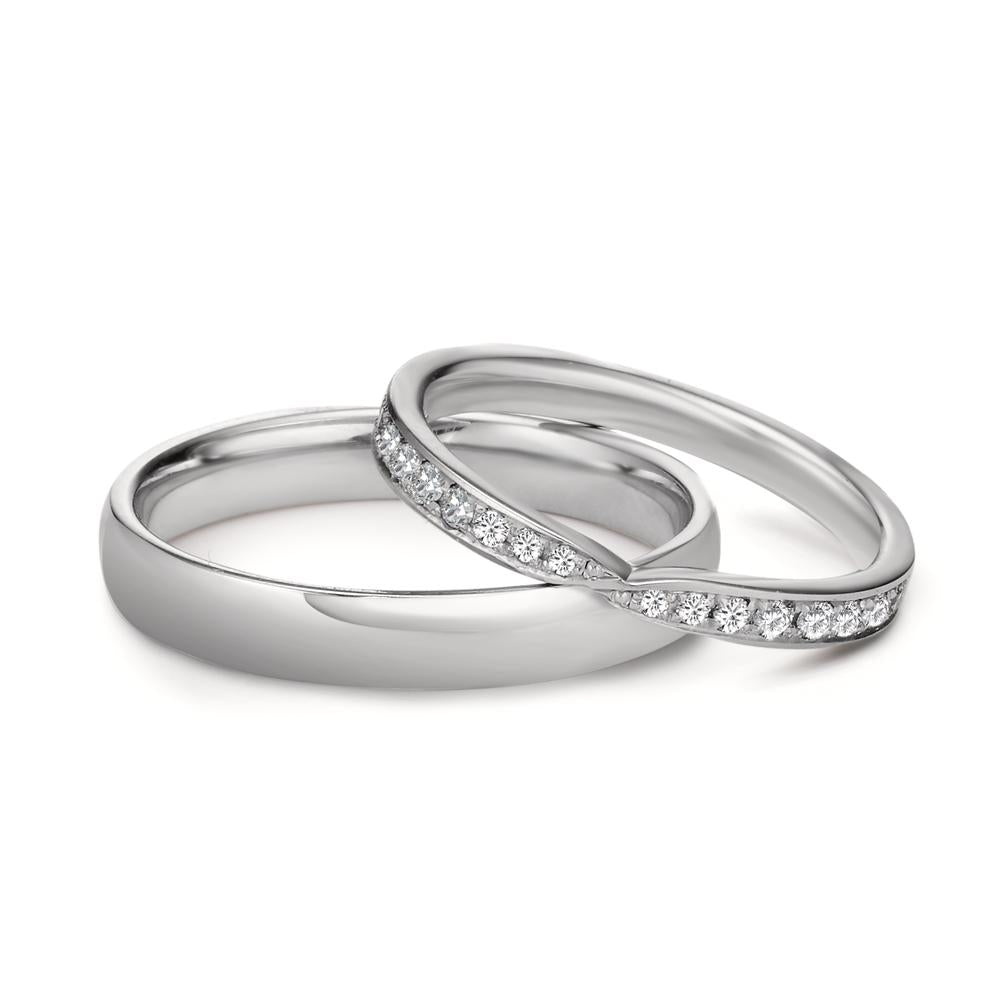 Wedding Ring 18k White Gold Diamond 0.226 ct, 18 Stones, tw-vsi