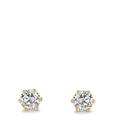 Stud earrings 18k Yellow Gold Lab-grown Diamond 1 ct, 2 Stones, w-si Ø5.5 mm