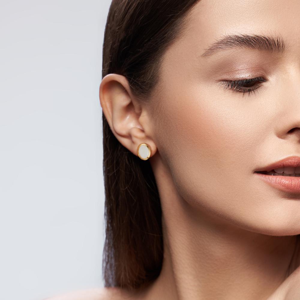 Stud earrings 18k Yellow Gold Opal 2 Stones