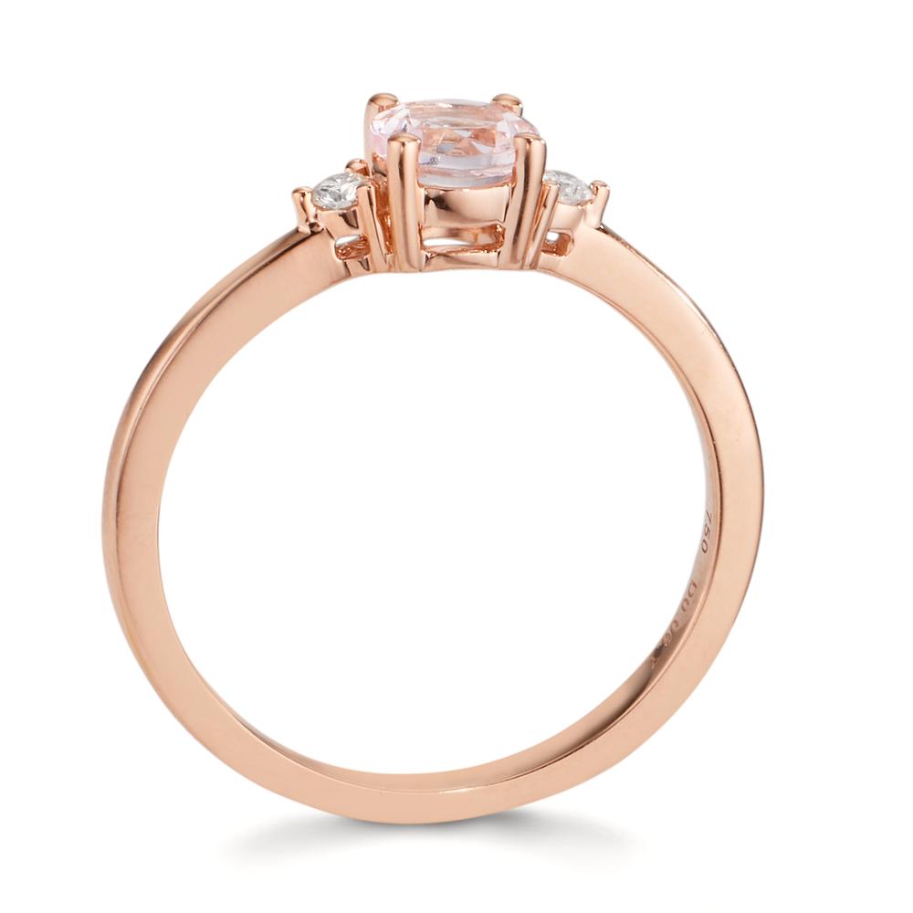 Ring 18k Red Gold Morganite Pink, Diamond 0.065 ct, 2 Stones, w-si