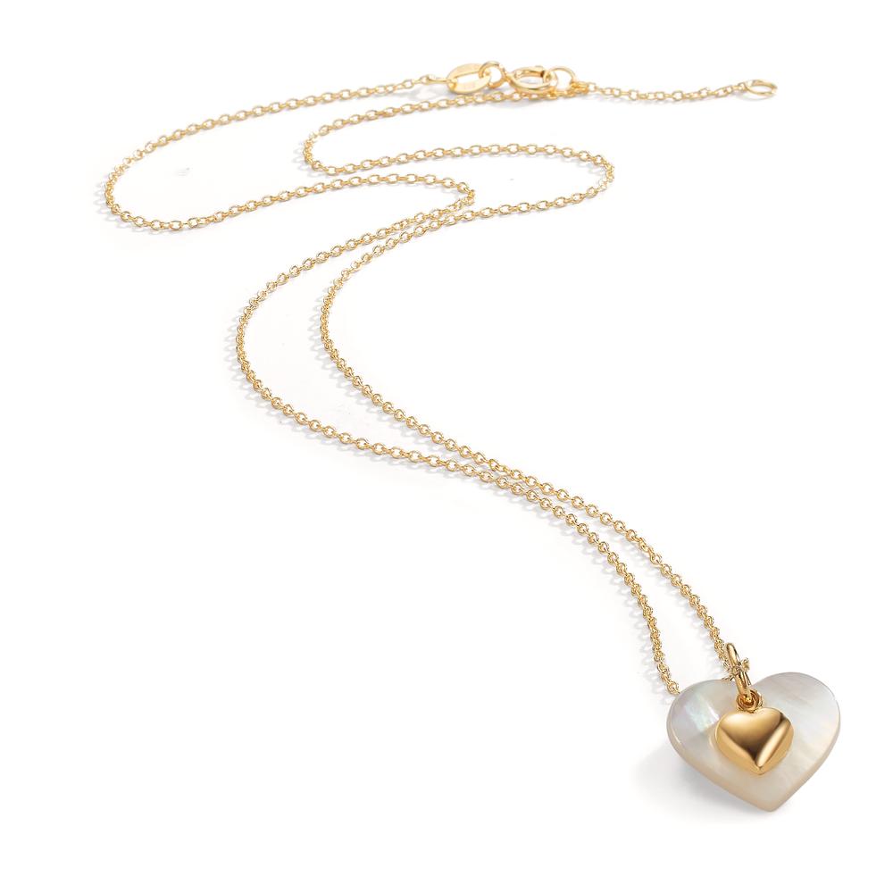 Set 9k Yellow Gold Mother of pearl White Heart 40-42 cm