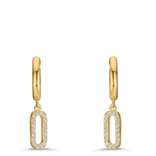 Hinged hoop Silver Zirconia Yellow Gold plated
