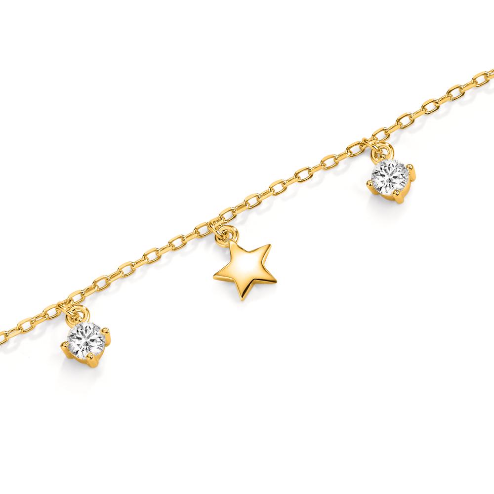 Bracelet Silver Zirconia 2 Stones Yellow Gold plated Star
