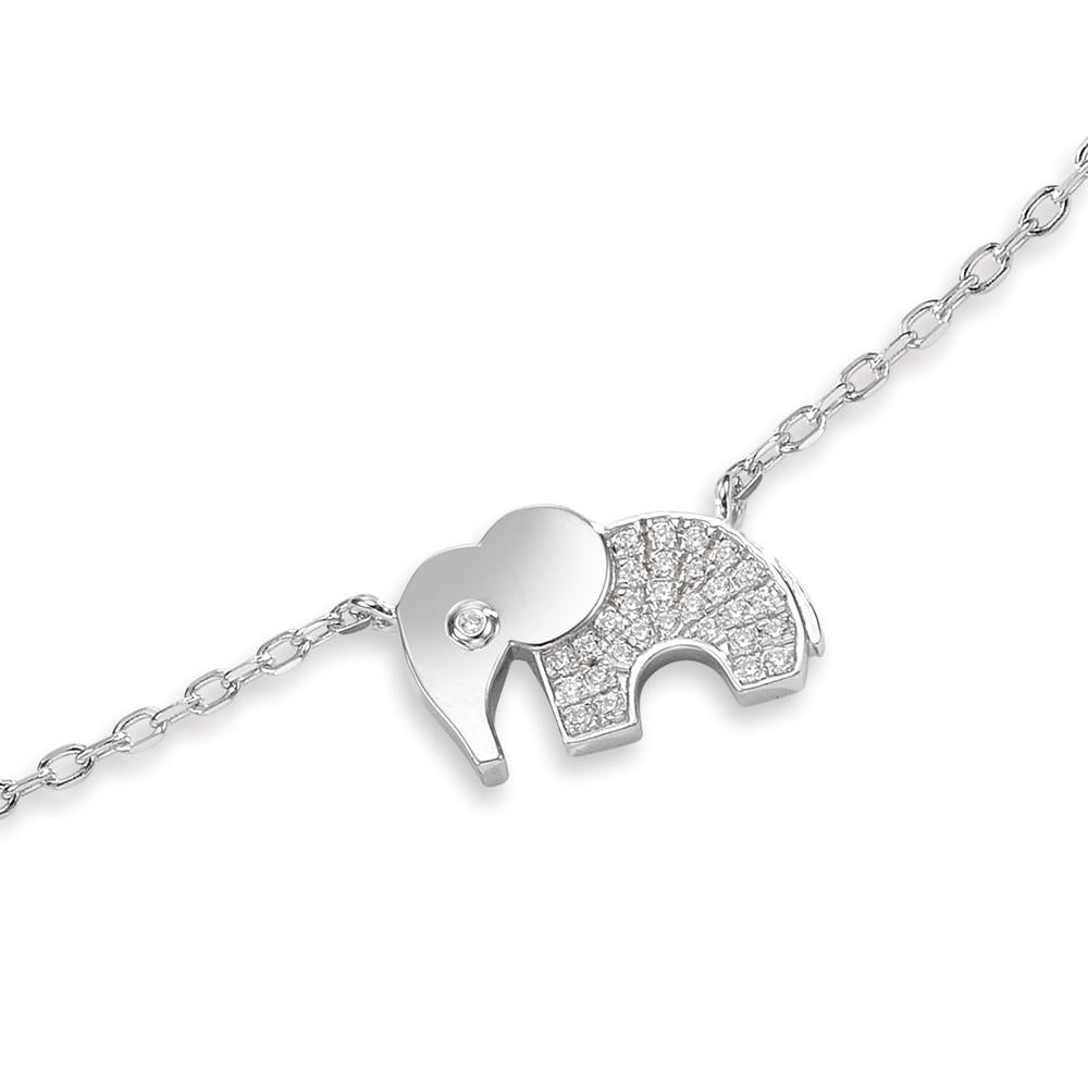Bracelet Silver Zirconia Rhodium plated Elephant 16-18 cm