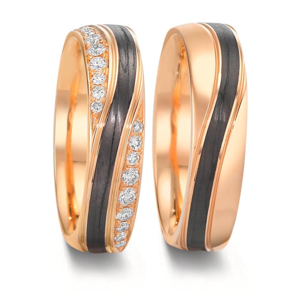 Wedding Ring 14k Rose Gold, Carbon