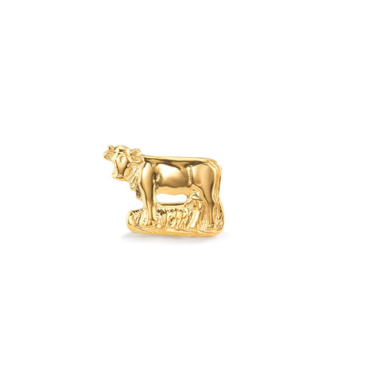 Single stud earring Silver Yellow Gold plated Cow