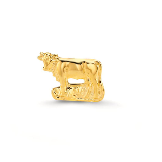 Single stud earring 18k Yellow Gold Cow