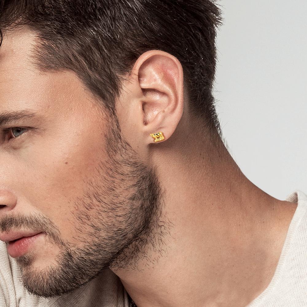 Single stud earring 18k Yellow Gold Cow