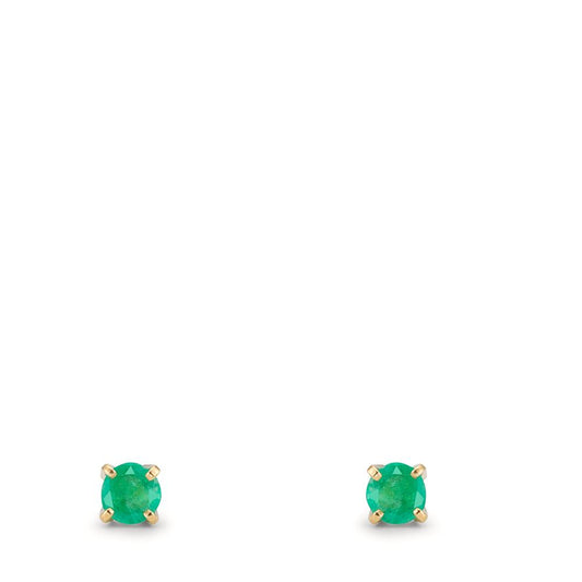 Stud earrings 18k Yellow Gold Emerald 2 Stones Ø3 mm