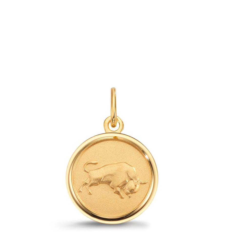 Engravable pendant 9k Yellow Gold Zodiac Sign Taurus Ø12 mm