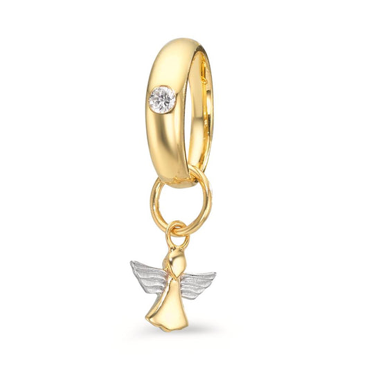 Christening ring 9k Yellow Gold Zirconia Bicolor Guardian Angel Ø11 mm