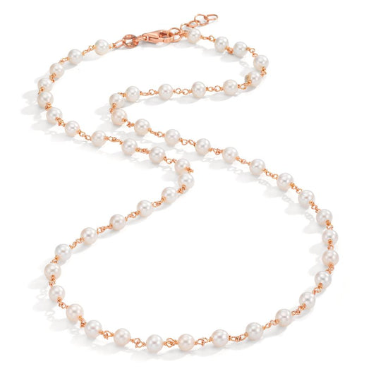Necklace 18k Red Gold Freshwater pearl, 50 Pearls, 3.5 mm 41-42 cm