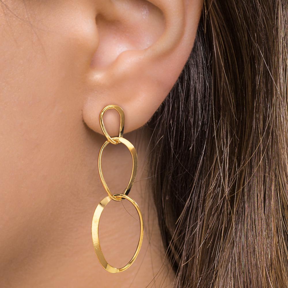 Drop Earrings Silver Yellow Gold plated