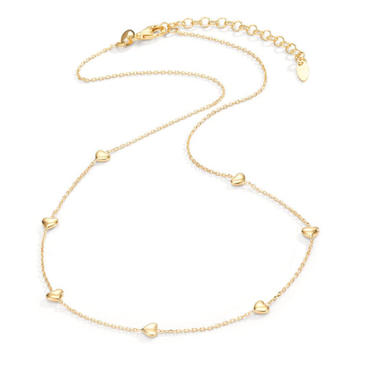Necklace Silver Yellow Gold plated Heart 40-44 cm