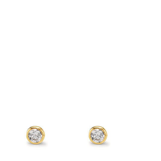 Stud earrings 9k Yellow Gold Zirconia 2 Stones Ø3.2 mm