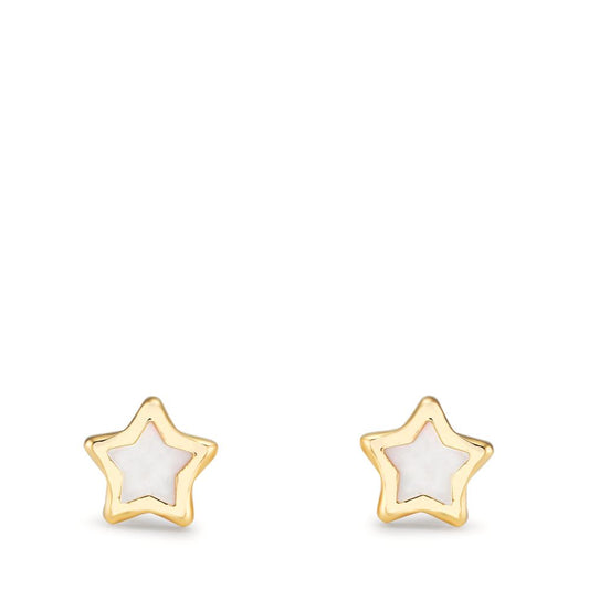 Stud earrings 18k Yellow Gold Mother of pearl Star Ø5 mm