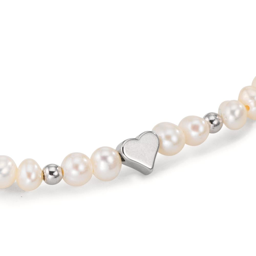 Bracelet Stainless steel Freshwater pearl 5-5.5 mm Heart 17.5 cm