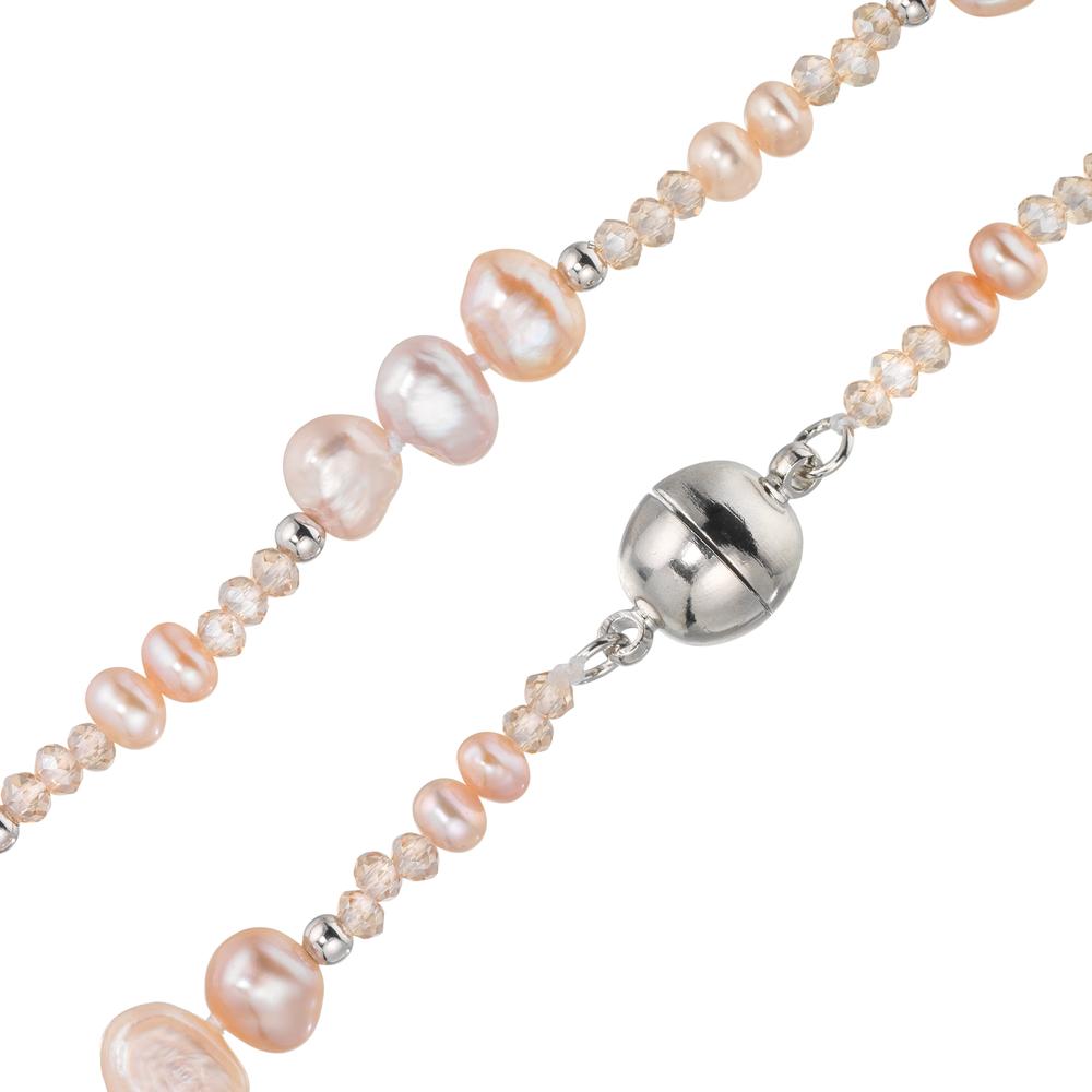 Necklace Stainless steel Crystal Rose Freshwater pearl Rose 45 cm