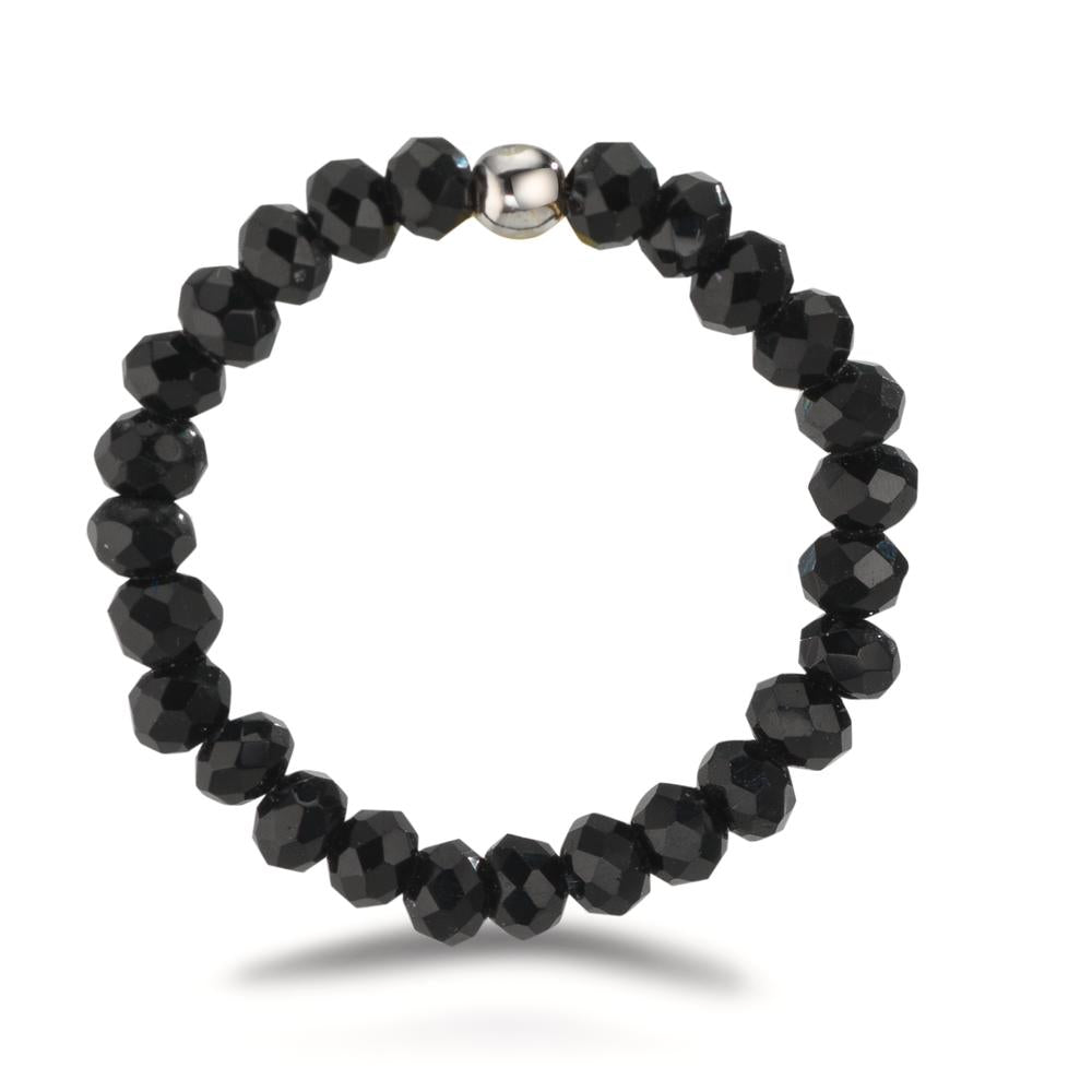 Ring Stainless steel Crystal Black, 3 mm