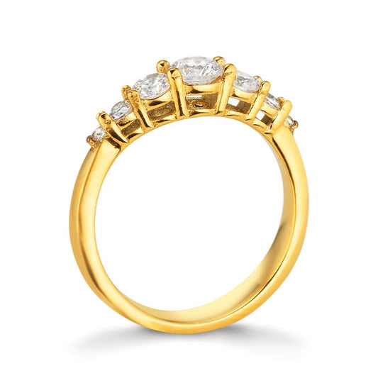 Ring Stainless steel Zirconia White, 7 Stones Yellow IP coated