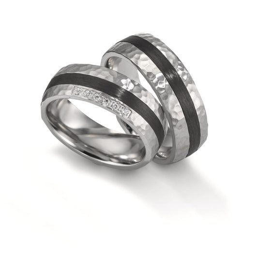 Wedding Ring Stainless steel, Carbon Zirconia White, 6 Stones
