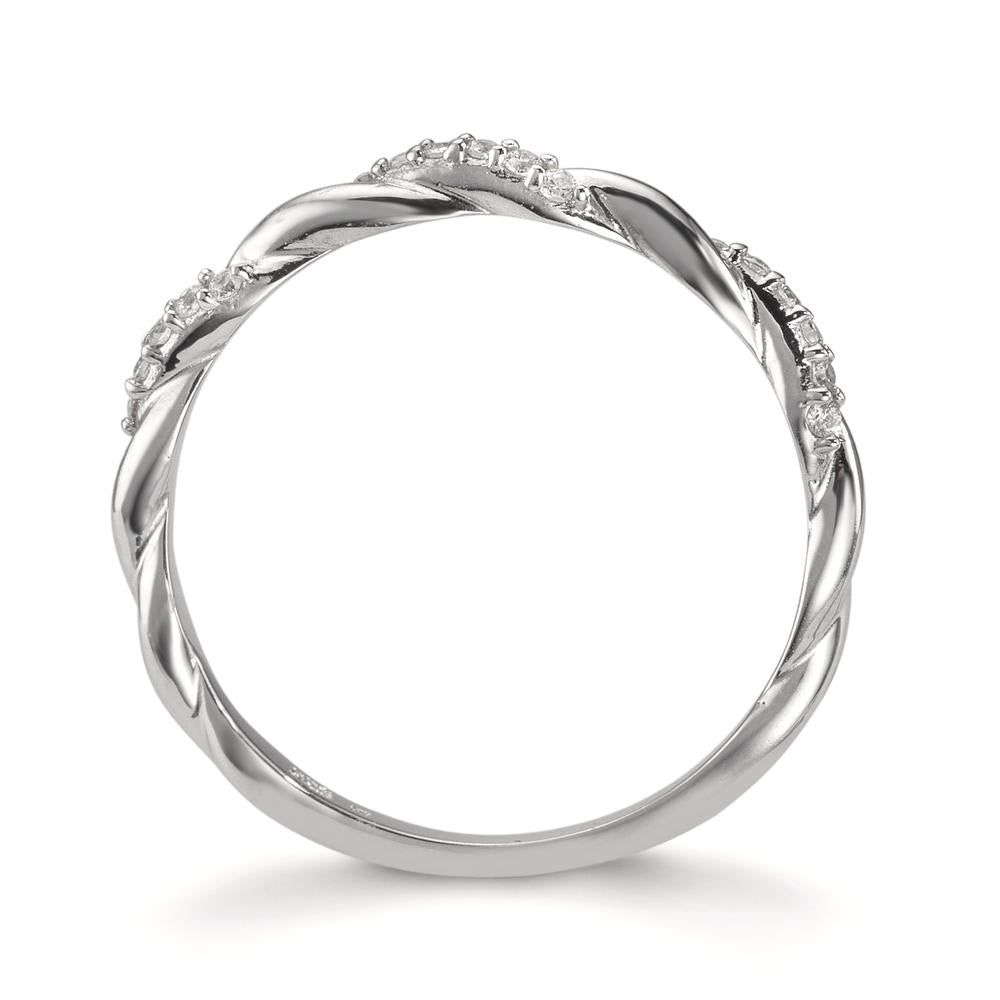 Stacking ring Silver Zirconia 18 Stones Rhodium plated